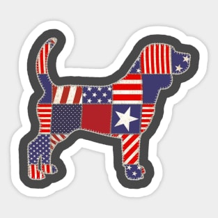 Beagle 4th of July Dog Lovers Owner Patchwork Flag Sticker